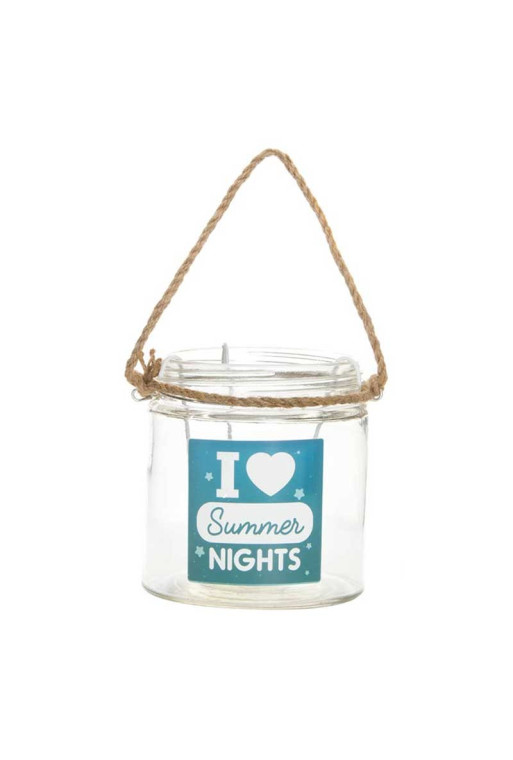 Bougeoir SUMMER NIGHT en verre avec corde 11X12 cm