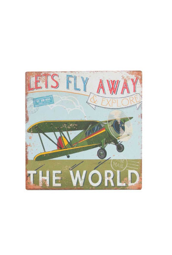 Tableau AVION en métal 30X30 cm