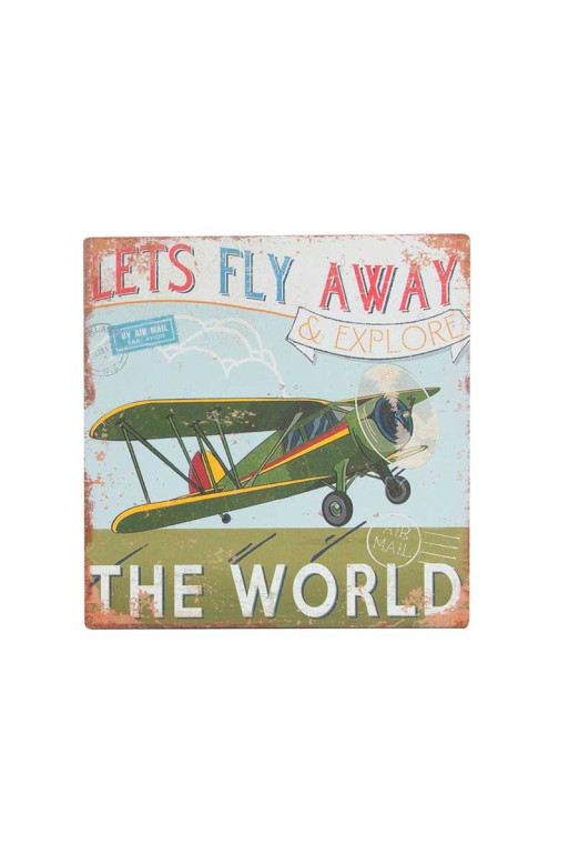 Tableau AVION en métal 30X30 cm