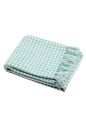 Plaid PICTAVE turquoise 130x150 cm coton