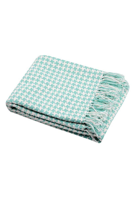Plaid PICTAVE turquoise 130x150 cm coton
