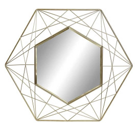 Miroir hexagonale en métal  doré 50.5x44 cm