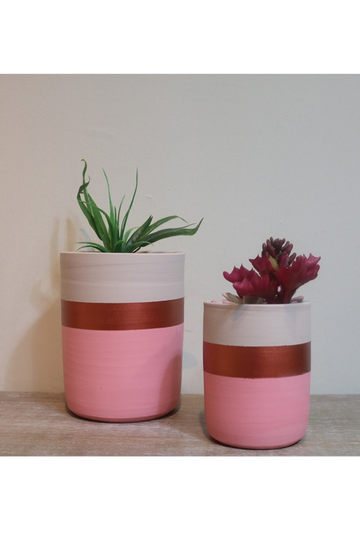 Set de 2 pots cylindre  rose