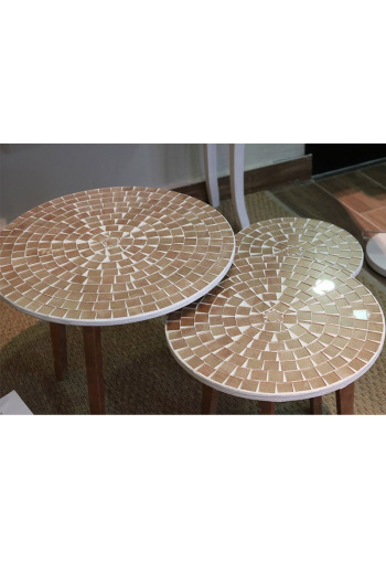 Set de 3 tables mosaique ronde