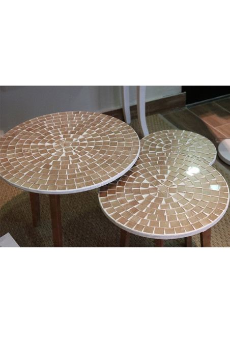 Set de 3 tables mosaique ronde