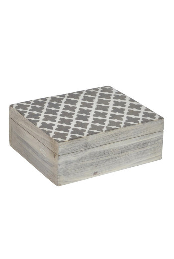 BOITE à BIJOUX   ETNICO GRIS EN BOIS 13X18X7 cm