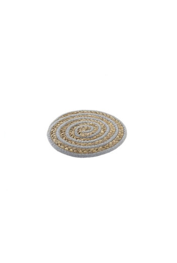 SET DE TABLE ROND EN COTON FIBRE GRIS 20X20 cm