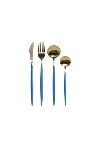 Set de 16 couverts doré et  Bleu  en INOX