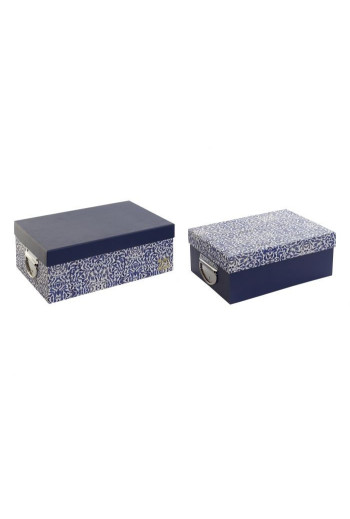 SET 2 BOITES FLORAL BLEU EN CARTON 28X22X11