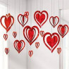 Kit de décoration 3D cœur en rouge 16 pièces