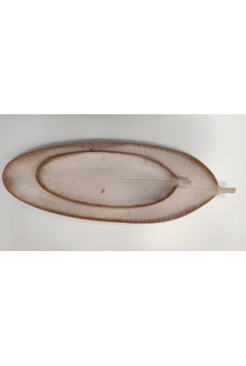 Set de 2 plateaux  forme feuille en beige