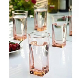 Set de 6 verres CARREE rose grand modèl