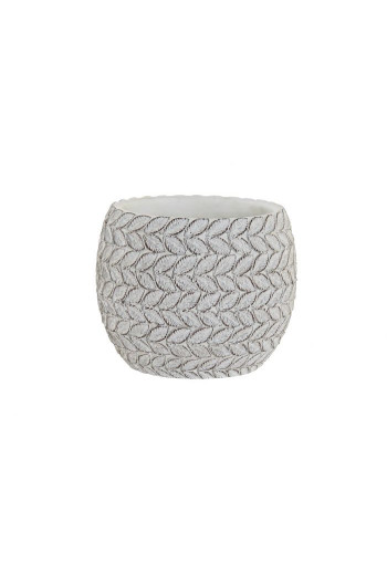 Support pot fleur en ciment blanc 16X16X13 cm