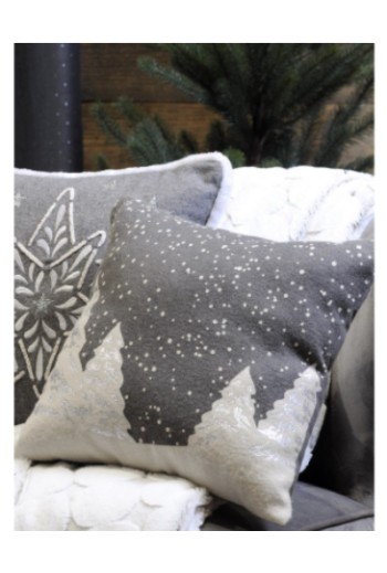 COUSSIN  SNOWING EN GRIS 40X40 CM