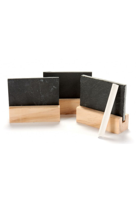 Set de 3 mini tableu ardoise en noir+ crayon
