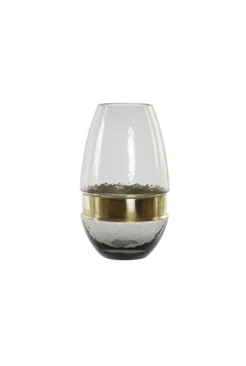 VASE EN VERRE FUMEE GRIS  13X13X21,5  CM