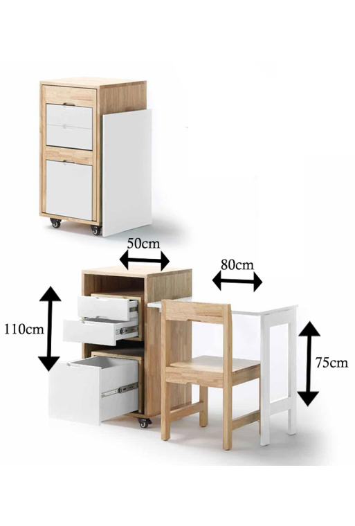 Bureau pliable MDF avec chaise encastrées Bureau pliable MDF avec chaise encastrées