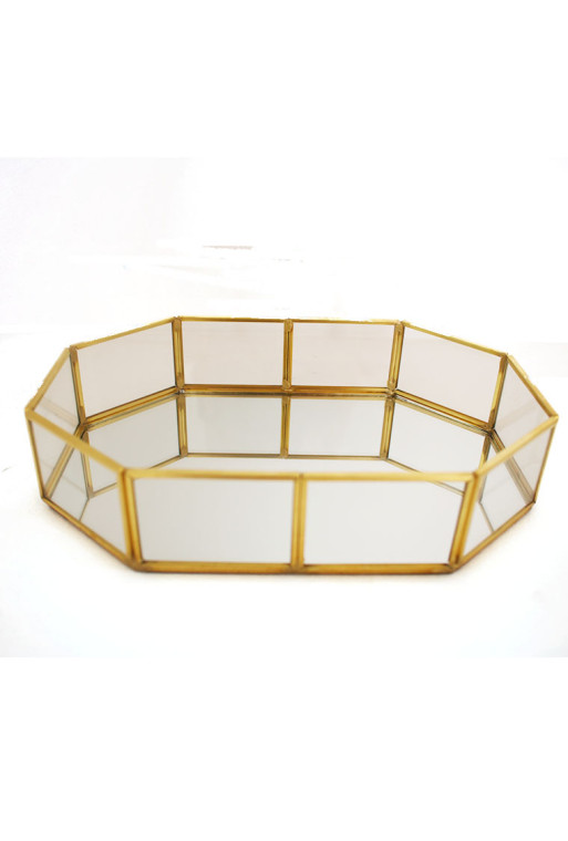 Plateau miroir doré 20x14 cm