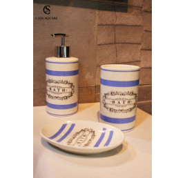 Set de 3 accessoires de salle de bain BATH en  Porcelaine 7X7X17 cm