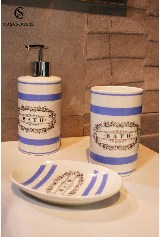 Set de 3 accessoires de salle de bain BATH en Porcelaine 7X7X17 cm Set de 3 accessoires de salle de bain BATH en Porcelaine 7X7X17 cm