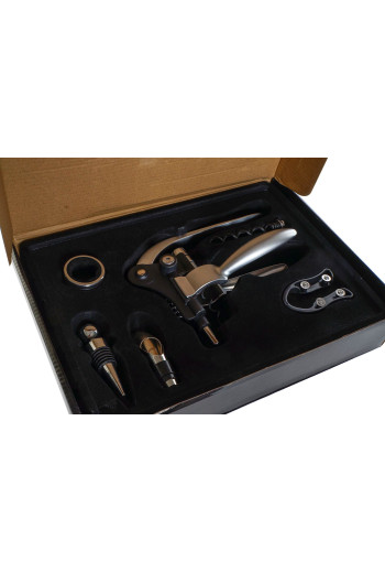Coffret d'accessoires de vin EN INOX 32X23X6 cm