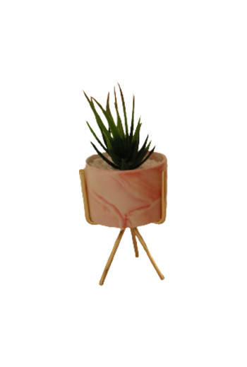 Cache pot en marbre avec support en métal doré 8*8*13 cm