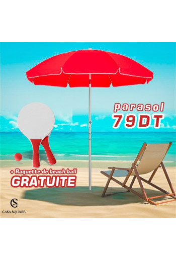 PACK PARASOL+ RAQUETTE DE BEACH ROUGE