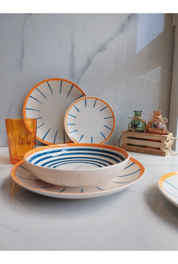 SERVICE DE TABLE EN GRES LIGNE BLEU (18pièces)