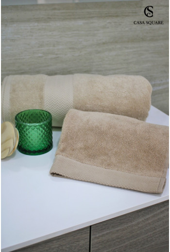 Set de 2 serviettes Hotelerie en beige