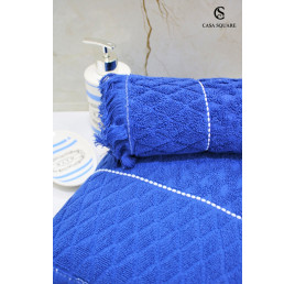 Set de 2 serviettes Baroque en bleu