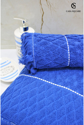 Set de 2 serviettes Baroque en bleu