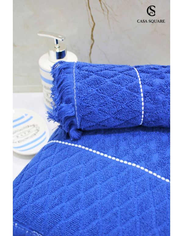 Set de 2 serviettes Baroque en bleu