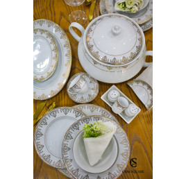 Casa Square - Nouvelle Collection Service de table en porcelaine blanc de  21 pièces.